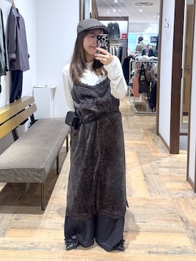 「GLOBAL WORK（グローバルワーク）のサラサラヘンリーネック長袖プルオーバー/1017895（Tシャツ/カットソー、ホワイト系）」を使った、shizuruさん（レディース・149cm）の秋コーディネート
