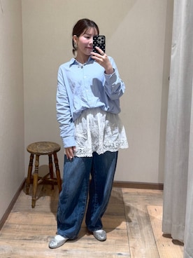 「GLOBAL WORK（グローバルワーク）のらくっション撥水バレエ/135873（バレエシューズ、シルバー系）」を使った、shizuruさん（レディース・149cm）の春コーディネート