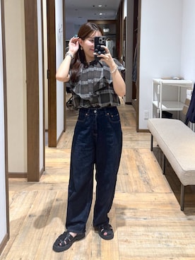 「GLOBAL WORK（グローバルワーク）のGOODデニムカーブパンツ/143956（デニムパンツ）」を使った、shizuruさん（レディース・149cm・20代）の夏コーディネート