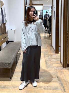 「GLOBAL WORK（グローバルワーク）のストレッチ総レースプルオーバー長袖/580886（Tシャツ/カットソー、ブラック系）」を使った、shizuruさん（レディース・149cm）の春コーディネート