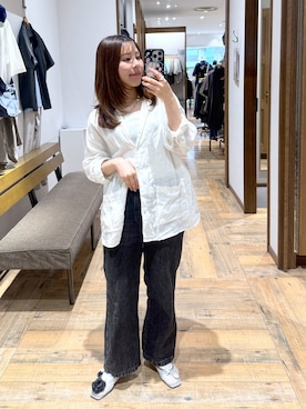 「GLOBAL WORK（グローバルワーク）のGOODデニムイージーパンツ/498394（デニムパンツ、ブラック系）」を使った、shizuruさん（レディース・149cm）の夏コーディネート