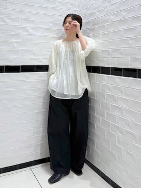 「A part by（アパートバイ）のバルーンドットブラウス（シャツ/ブラウス）」を使った、nakaさん（レディース・155cm）の夏コーディネート