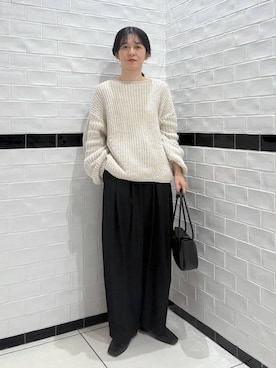 「アイテム（スラックス）」を使った、nakaさん（レディース・155cm・40代）の冬コーディネート