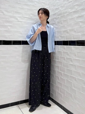「A part by（アパートバイ）のワイドスリーブショートシャツ（シャツ/ブラウス）」を使った、nakaさん（レディース・155cm・40代）の夏コーディネート