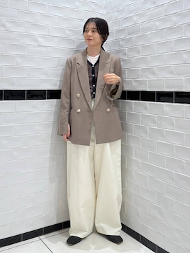 「A part by（アパートバイ）のＷライクテーラードスリットジャケット（テーラードジャケット）」を使った、nakaさん（レディース・155cm）の秋コーディネート