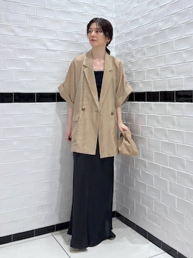 「アイテム（ジャケット/アウター、イエロー系）」を使った、nakaさん（レディース・155cm）の夏コーディネート
