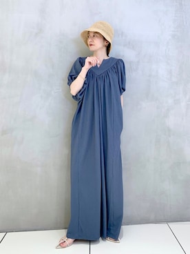 「ブルーワンピース」｜「アイテム（ワンピース/ドレス）」を使った、nakaさん（レディース・155cm）の春コーディネート
