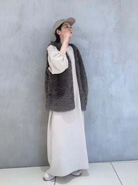 「e/rm」｜「アイテム（キャップ）」を使った、nakaさん（レディース・155cm）の秋コーディネート