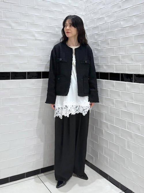 Sサイズ展開・セットアップ対応】ツイードノーカラージャケット（ノー