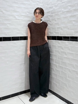 「A part by（アパートバイ）のタイプライタータックパンツ（その他パンツ）」を使った、nakaさん（レディース・155cm・40代）の夏コーディネート