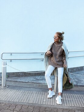 「UNIQLO（ユニクロ）のWOMEN ウルトラストレッチジーンズA（デニムパンツ）」を使った、h2-hitomiさん（レディース・164cm）の秋コーディネート