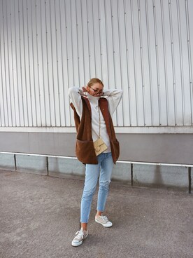 「Levi's（リーバイス）の501(R) SKINNY SMA（デニムパンツ）」を使った、h2-hitomiさん（レディース・164cm）の冬コーディネート