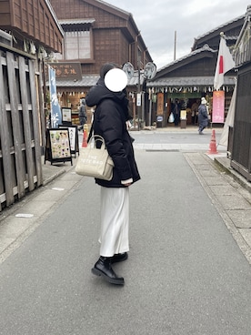 「MARC JACOBS（マークジェイコブス）のアイテム（トートバッグ）」を使った、miwaさん（レディース・158cm）の冬コーディネート