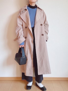 「reca（レカ）のアイテム（トレンチコート）」を使った、takamiさん（レディース・159cm）の冬コーディネート