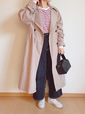 「reca（レカ）のアイテム（トレンチコート）」を使った、takamiさん（レディース・159cm）の春コーディネート