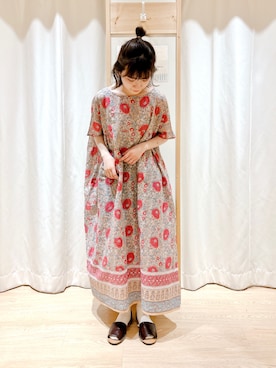 「Samansa Mos2（サマンサ モスモス）のセパレートサンダル（サンダル）」を使った、みやもとなのこさん（レディース・153cm）の春コーディネート