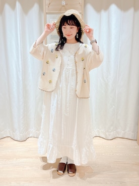 「Samansa Mos2（サマンサ モスモス）のセパレートサンダル（サンダル）」を使った、みやもとなのこさん（レディース・153cm）の春コーディネート