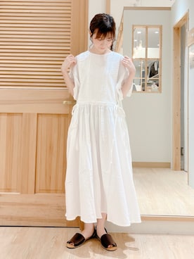 「Samansa Mos2（サマンサ モスモス）のセパレートサンダル（サンダル）」を使った、みやもとなのこさん（レディース・153cm）の夏コーディネート