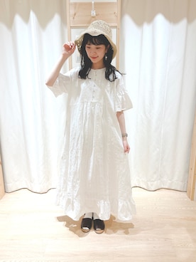 「Samansa Mos2（サマンサ モスモス）のセパレートサンダル（サンダル）」を使った、みやもとなのこさん（レディース・153cm）の春コーディネート