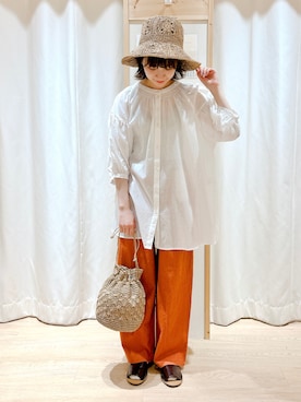 「Samansa Mos2（サマンサ モスモス）のセパレートサンダル（サンダル）」を使った、みやもとなのこさん（レディース・153cm）の春コーディネート