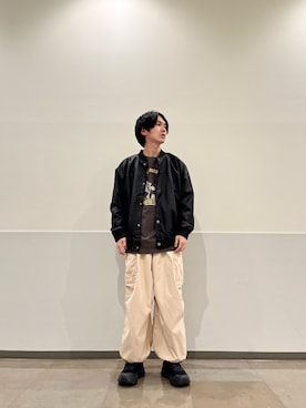 「CPCM（シーピーシーエム）のアイテム（スタジャン）」を使った、RYOSUKEさん（メンズ・171cm）の秋コーディネート