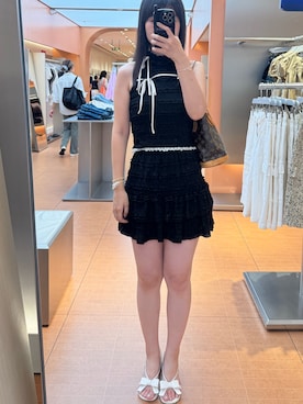 「M me eme（エムミーエメ）のアイテム（トップス、ブラック系）」を使った、sisis_4110さん（レディース・166cm）の夏コーディネート