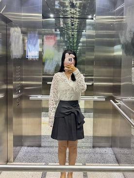 「JILL by JILL STUART（ジルバイジルスチュアート）の＜RIBBONシリーズ＞アシメリボンミニスカート（スカート、グレー系）」を使った、sisis_4110さん（レディース・166cm）の夏コーディネート