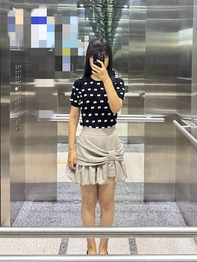 「dazzlin（ダズリン）のナナメリボンミニスカート（スカート、ベージュ系）」を使った、sisis_4110さん（レディース・166cm）の夏コーディネート