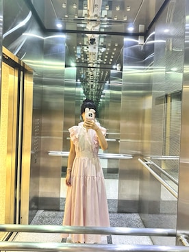 「JILL by JILL STUART（ジルバイジルスチュアート）のカットワークカラーワンピース（ワンピース、ピンク系）」を使った、sisis_4110さん（レディース・166cm）の夏コーディネート