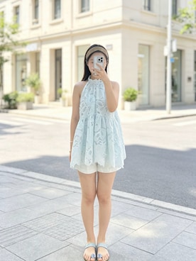 「ackaのアイテム（トップス、ブルー系）」を使った、sisis_4110さん（レディース・166cm）の秋コーディネート