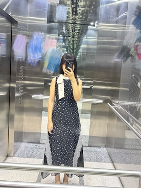 「Rirandture（リランドチュール）のレーストリムドットワンピース（ワンピース、ブラック系）」を使った、sisis_4110さん（レディース・166cm）の夏コーディネート