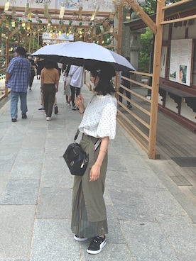 「agnes b.（アニエスベー）の【ユニセックス】CASQUETTE b. キャップ（キャップ、ブラック系）」を使った、usaさん（レディース・158cm）の夏コーディネート