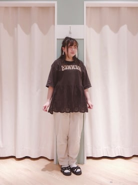 「スカラップ」｜「アイテム（サンダル）」を使った、ひ が しさん（レディース・153cm）の夏コーディネート