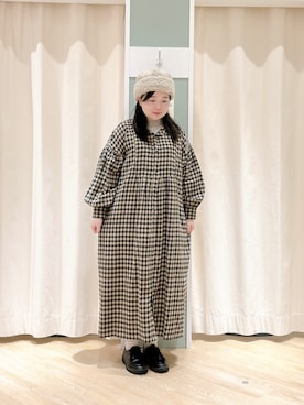 「袖ボリューム」｜「アイテム（ニットキャップ/ビーニー）」を使った、ひ が しさん（レディース・153cm）の冬コーディネート