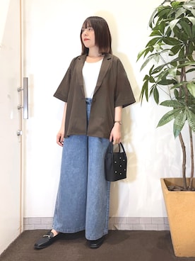 「Cutie Blonde（キューティーブロンド）のアイテム（デニムパンツ）」を使った、むなかたさん（レディース・159cm）の秋コーディネート