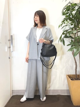 「DRESKIP（ドレスキップ）のアイテム（テーラードジャケット）」を使った、むなかたさん（レディース・159cm）の春コーディネート