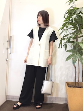 「DRESKIP（ドレスキップ）のアイテム（パンツ）」を使った、むなかたさん（レディース・159cm）の夏コーディネート