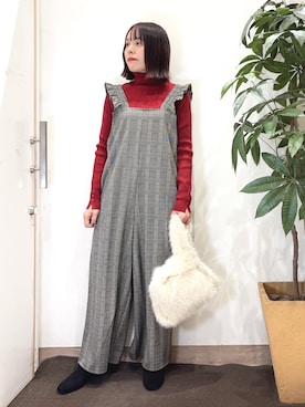 「アイテム（サロペット/オーバーオール）」を使った、むなかたさん（レディース・159cm）の秋コーディネート