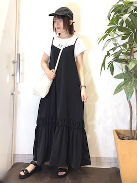 「アイテム（ワンピース/ドレス）」を使った、むなかたさん（レディース・159cm）の夏コーディネート