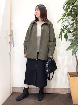 「アイテム（ステンカラーコート）」を使った、むなかたさん（レディース・159cm）の秋コーディネート