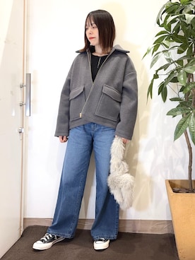 「DRESKIP（ドレスキップ）の【S-LL】大人カジュアルコーデに 襟付きZIPブルゾン（ブルゾン）」を使った、むなかたさん（レディース・159cm）の秋コーディネート