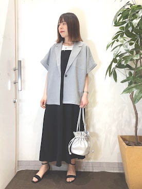 「DRESKIP（ドレスキップ）のアイテム（テーラードジャケット）」を使った、むなかたさん（レディース・159cm）の夏コーディネート