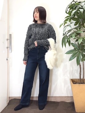 「SHOO・LA・RUE（シューラルー）のストレッチローヒール（ブーツ）」を使った、むなかたさん（レディース・159cm）の秋コーディネート