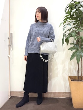 「SHOO・LA・RUE（シューラルー）のストレッチローヒール（ブーツ）」を使った、むなかたさん（レディース・159cm）の秋コーディネート