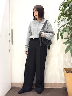 「SHOO・LA・RUE（シューラルー）のストレッチローヒール（ブーツ）」を使った、むなかたさん（レディース・159cm）の秋コーディネート