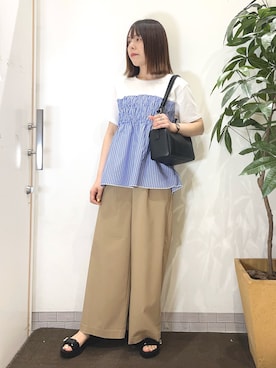 「DRESKIP（ドレスキップ）のアイテム（パンツ）」を使った、むなかたさん（骨格ウェーブ・レディース・159cm）の春コーディネート