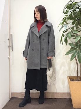 「アイテム（チェスターコート）」を使った、むなかたさん（レディース・159cm）の冬コーディネート