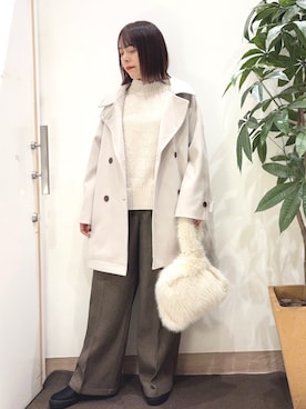 「アイテム（チェスターコート）」を使った、むなかたさん（レディース・159cm）の秋コーディネート