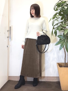 「SHOO・LA・RUE（シューラルー）のアイテム（ショルダーバッグ）」を使った、むなかたさん（レディース・159cm）の冬コーディネート