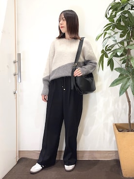 「DRESKIP（ドレスキップ）の【S-LL/ゆったり】ふわふわシャギー 大人レディなニット（ニット/セーター）」を使った、むなかたさん（レディース・159cm）の秋コーディネート